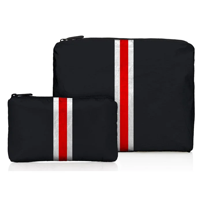 Travel Shoe Bags in Polyester with Ventilation Holes in KhakiVertical Stripe Zipper Pack