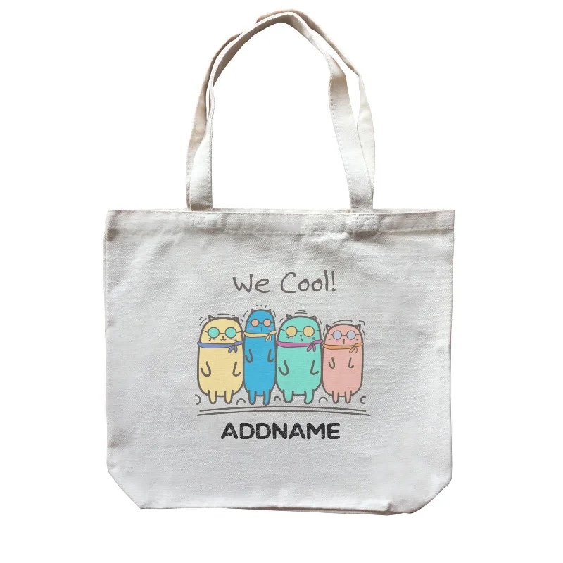 Customizable Canvas Tote Bag for Brand PromotionCute Animals And Friends Series Cool Cats Group With Sunglasses Addname Canvas Bag