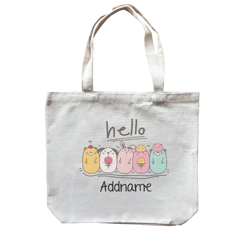 Rustic Brown Canvas Duffle Bag for Weekend GetawaysCute Animals And Friends Series Cute Animals Ice Cream Group Addname Canvas Bag