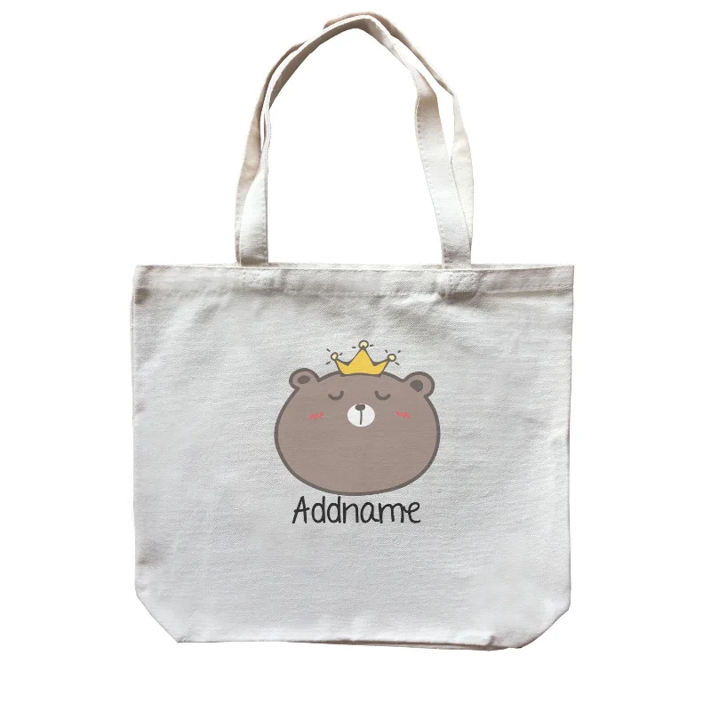 Minimalist Canvas Laptop Bag with Padded Interior for ProtectionCute Animals And Friends Series Cute Brown Bear With Crown Addname Canvas Bag