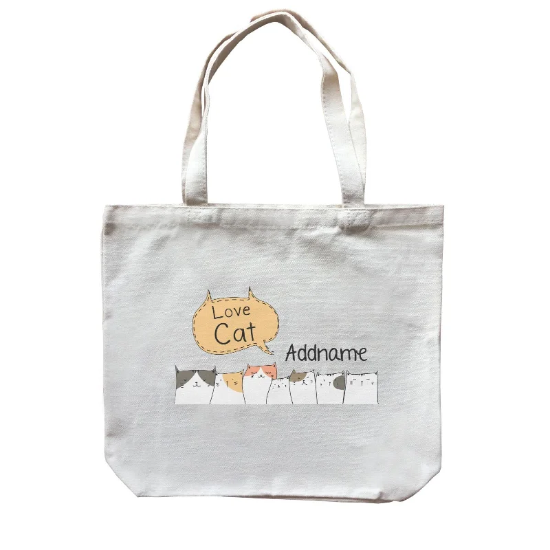 Multicolor Striped Canvas Tote Bag for Beach TripsCute Animals And Friends Series Love Cat Cats Group Addname Canvas Bag