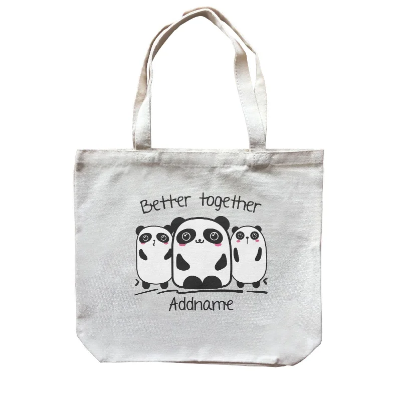 Canvas Drawstring Backpack for Gym and Workout GearCute Animals And Friends Series Panda Better Together Group Addname Canvas Bag