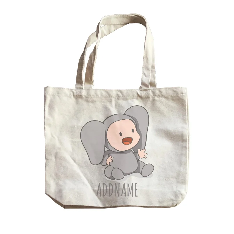 Military - Inspired Canvas Rucksack for Outdoor AdventuresCute Baby in Grey Elephant Suit Addname Canvas Bag