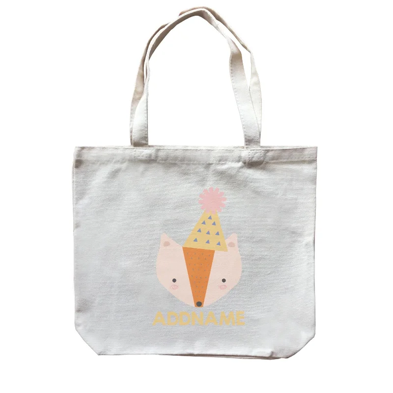 Minimalist Canvas Laptop Bag with Padded Interior for ProtectionCute Fox with Party Hat Birthday Theme Canvas Bag