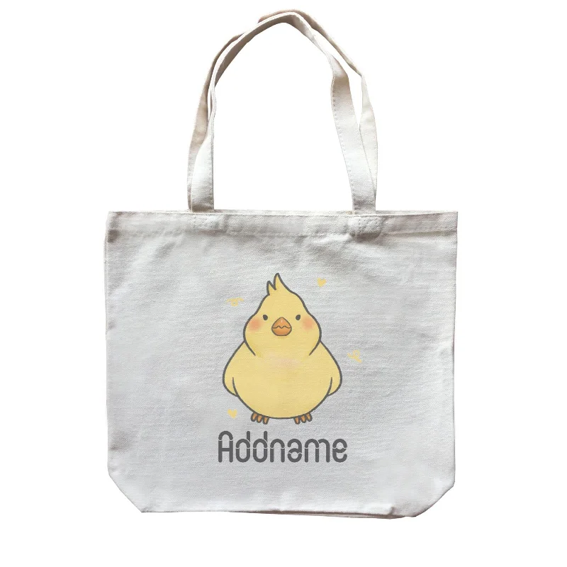 Waterproof Canvas Messenger Bag for Commuting in All WeatherCute Hand Drawn Style Chick Addname Canvas Bag