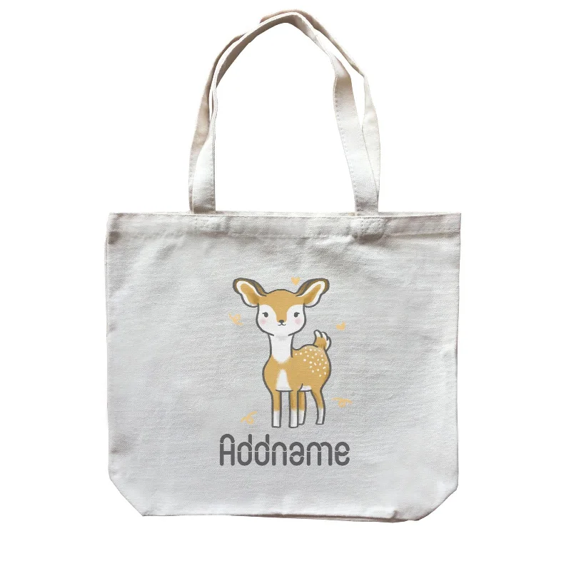 Military - Inspired Canvas Rucksack for Outdoor AdventuresCute Hand Drawn Style Deer Addname Canvas Bag