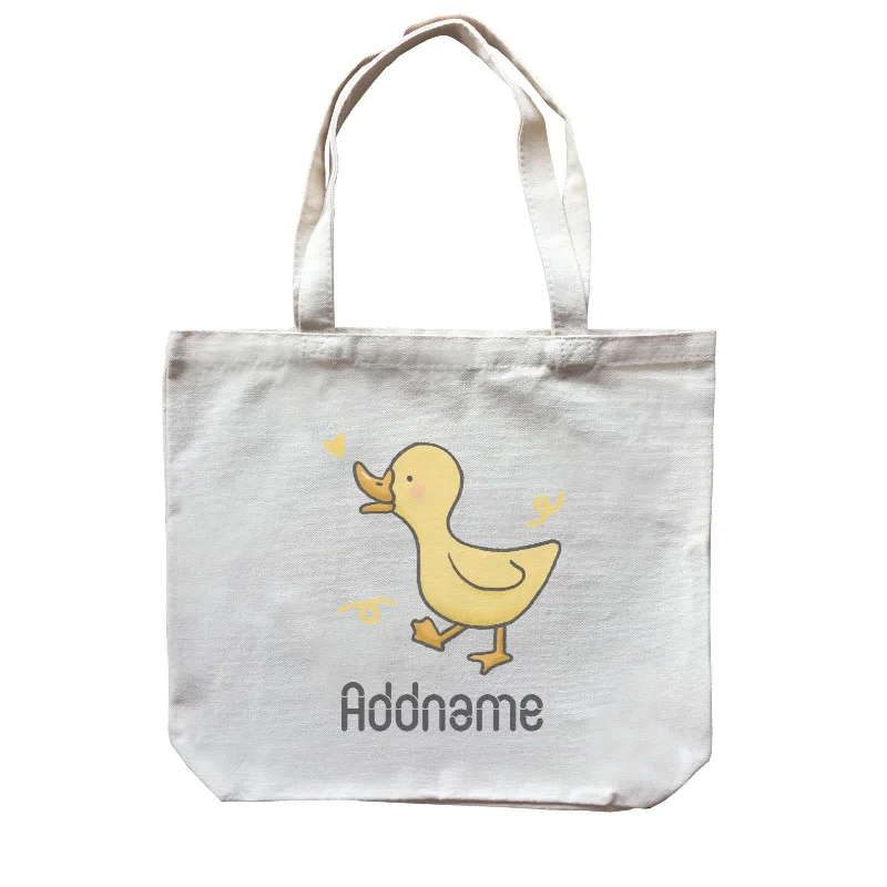 Canvas Art Supply Bag with Adjustable Dividers for ArtistsCute Hand Drawn Style Duck Addname Canvas Bag