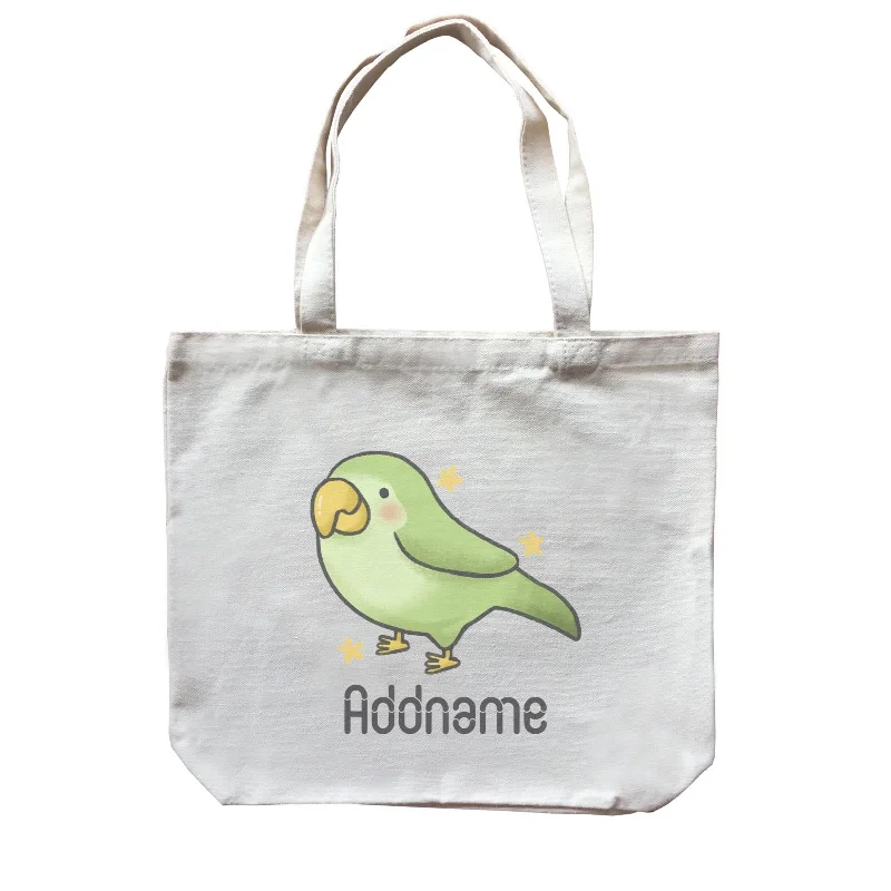 Canvas Bag with Leather Trim for a Stylish and Durable LookCute Hand Drawn Style Parrot Addname Canvas Bag