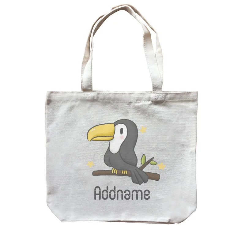 Black Canvas Laptop Messenger Bag for Professional UseCute Hand Drawn Style Toucan Addname Canvas Bag