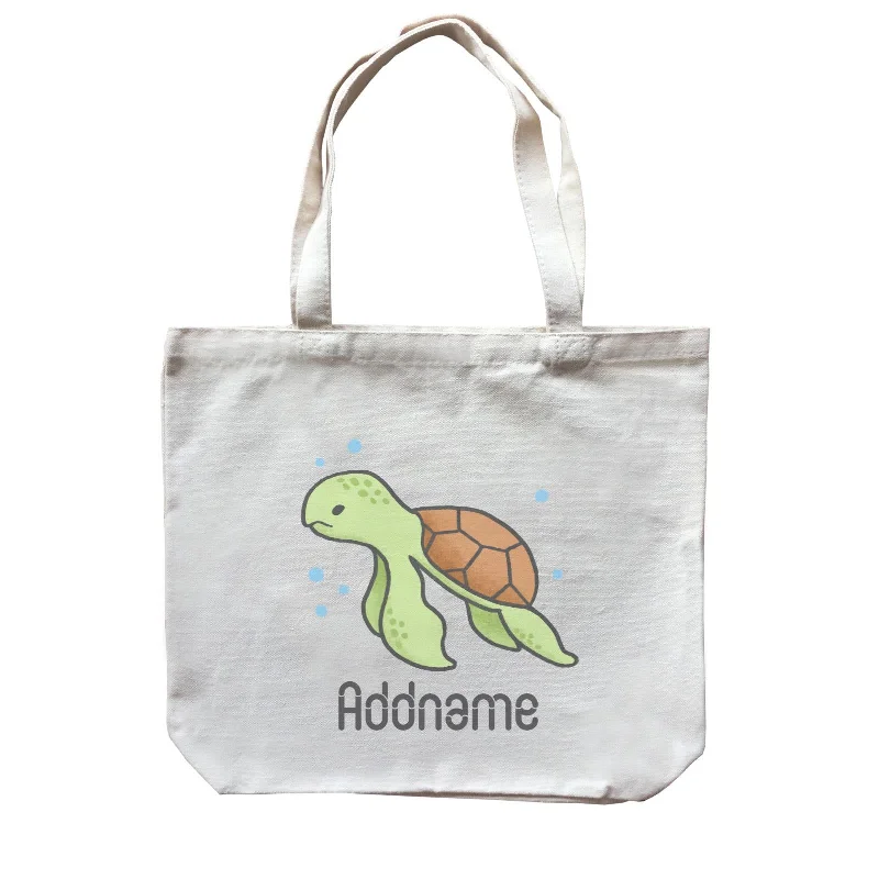 Waterproof Canvas Messenger Bag for Commuting in All WeatherCute Hand Drawn Style Turtle Addname Canvas Bag