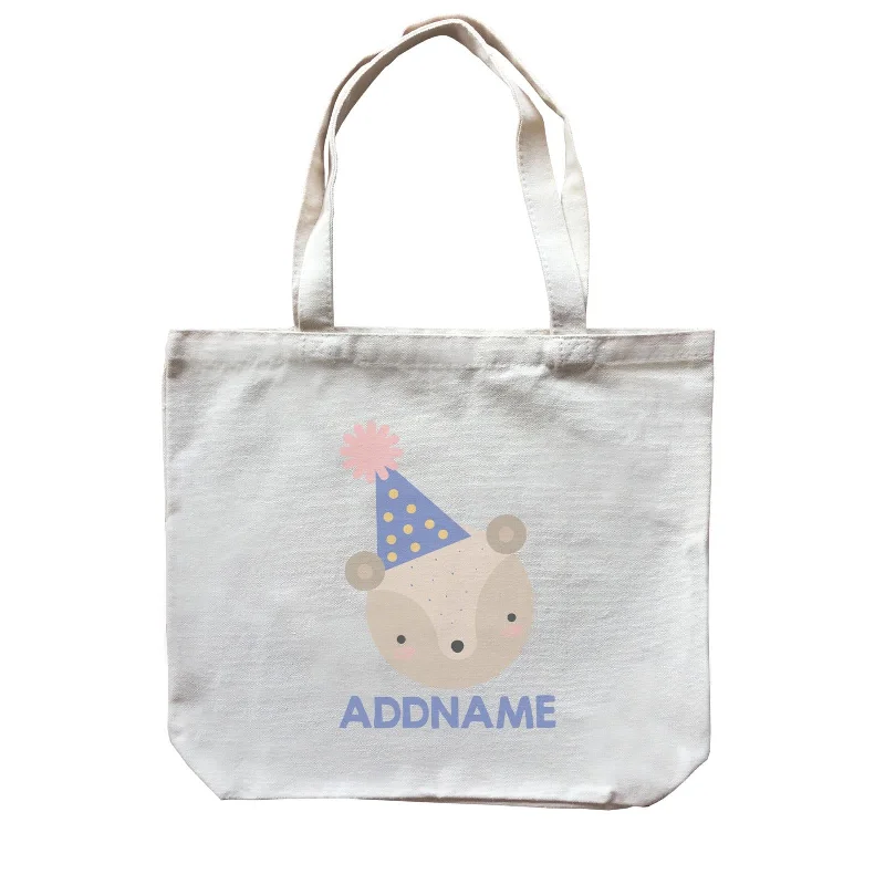 Canvas Bag with Leather Trim for a Stylish and Durable LookCute Squirrel with Party Hat Birthday Theme Canvas Bag