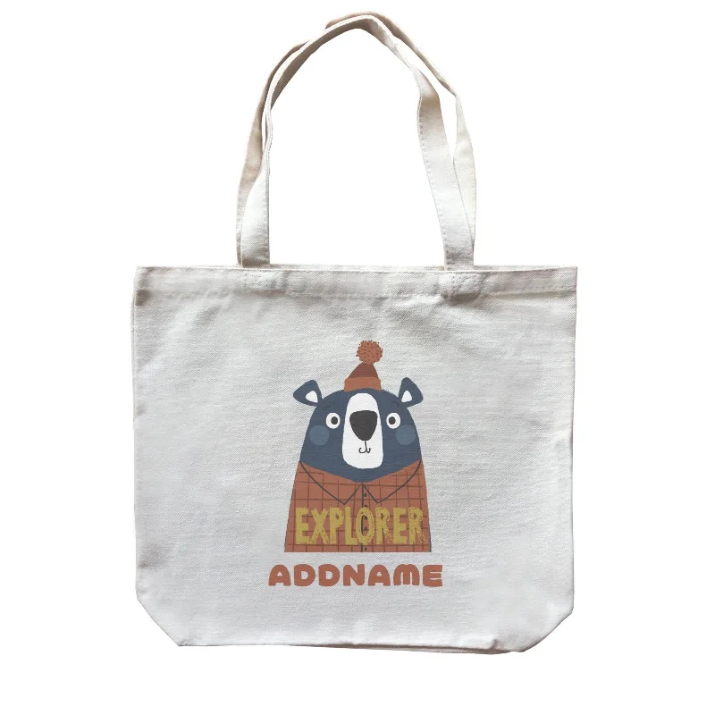 Customizable Canvas Tote Bag for Brand PromotionExplorer Bear in Pajamas Addname Canvas Bag