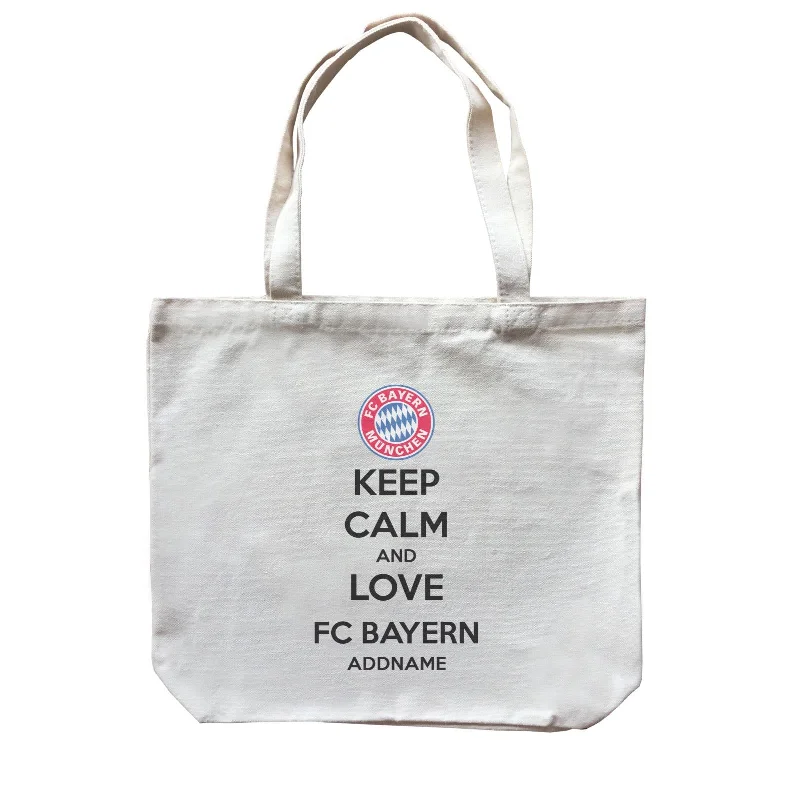 Canvas Bag with Leather Trim for a Stylish and Durable LookFC Bayern Football Keep Calm And Love Series Addname Canvas Bag