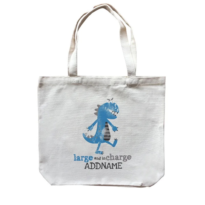 Recycled Canvas Shoulder Bag for Eco - Conscious ConsumersLarge and In Charge Dinosaur Addname Bag Canvas Bag