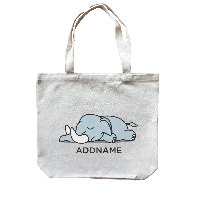 Canvas Beach Bag with Mesh Pockets for Sand - Free DryingLazy Elephant Addname Canvas Bag