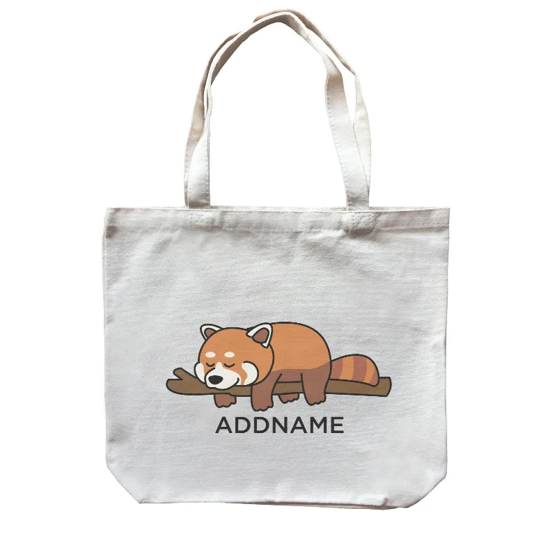 Boho - Style Embroidered Canvas Handbag for Summer FestivalsLazy Red Panda Addname Canvas Bag