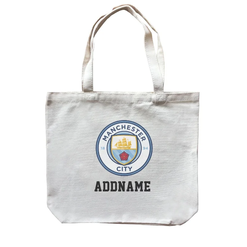 Canvas Bag with Leather Trim for a Stylish and Durable LookManchester City Football Logo Addname Canvas Bag