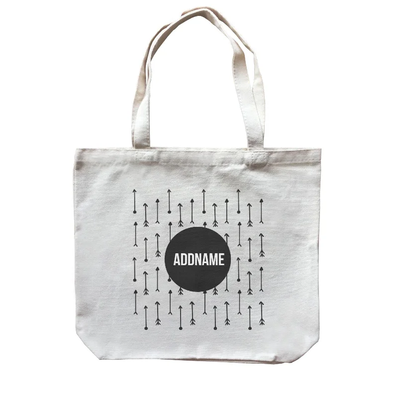 Customizable Canvas Tote Bag for Brand PromotionMonochrome Black Circle with Arrows Addname Canvas Bag