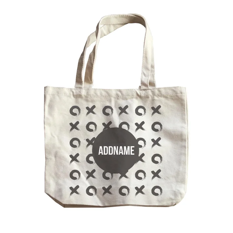 Customizable Canvas Tote Bag for Brand PromotionMonochrome Black Tic Tac Toe with Addname Canvas Bag