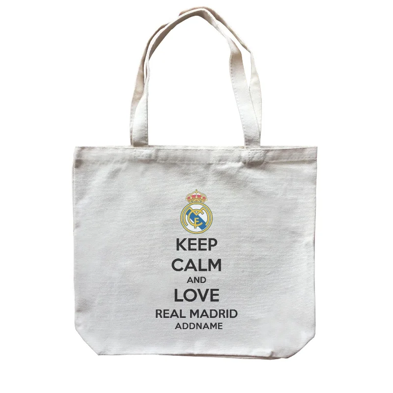 Canvas Beach Bag with Mesh Pockets for Sand - Free DryingReal Madrid Football Keep Calm And Love Series Addname Canvas Bag