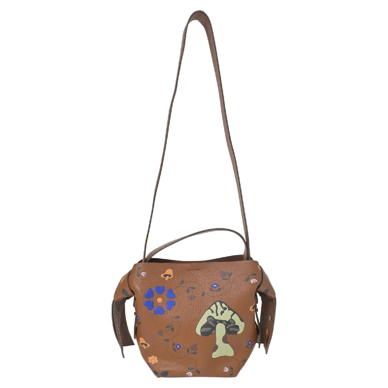 Embroidered Denim Shoulder Bag in Blue for a Vintage VibeAcne Studios Musubi Mushroom-Print Mini Shoulder Bag in Brown Leather