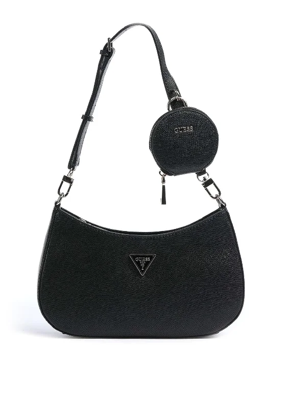 Leather Shoulder Bag with Magnetic Closure in Black for Quick AccessGuess Alexie Small Shoulder Bag, Black