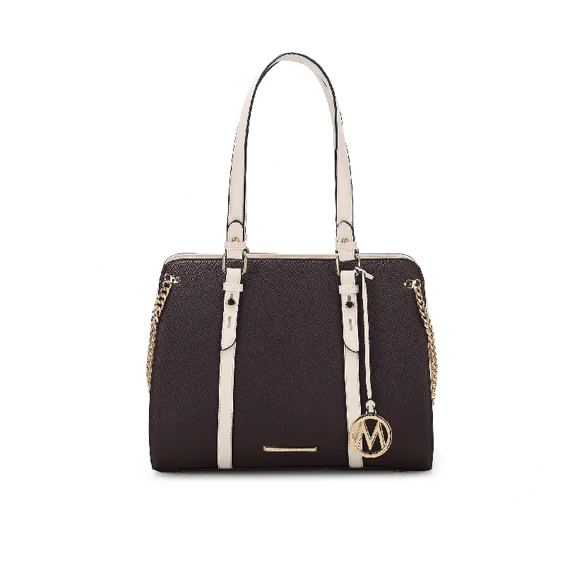 Shoulder Bag with Chain Strap in Silver for a Trendy AppearanceAmy Color-Block Shoulder Bag