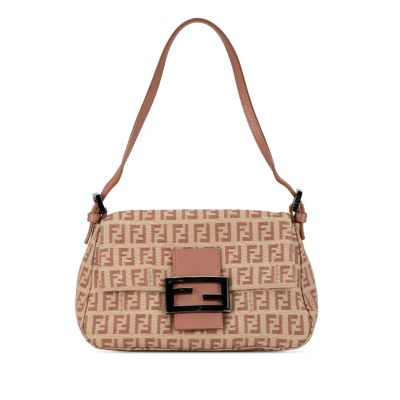 Shoulder Bag with Chain Strap in Silver for a Trendy AppearanceBrown Fendi Mini Zucchino Canvas Mamma Forever Shoulder Bag