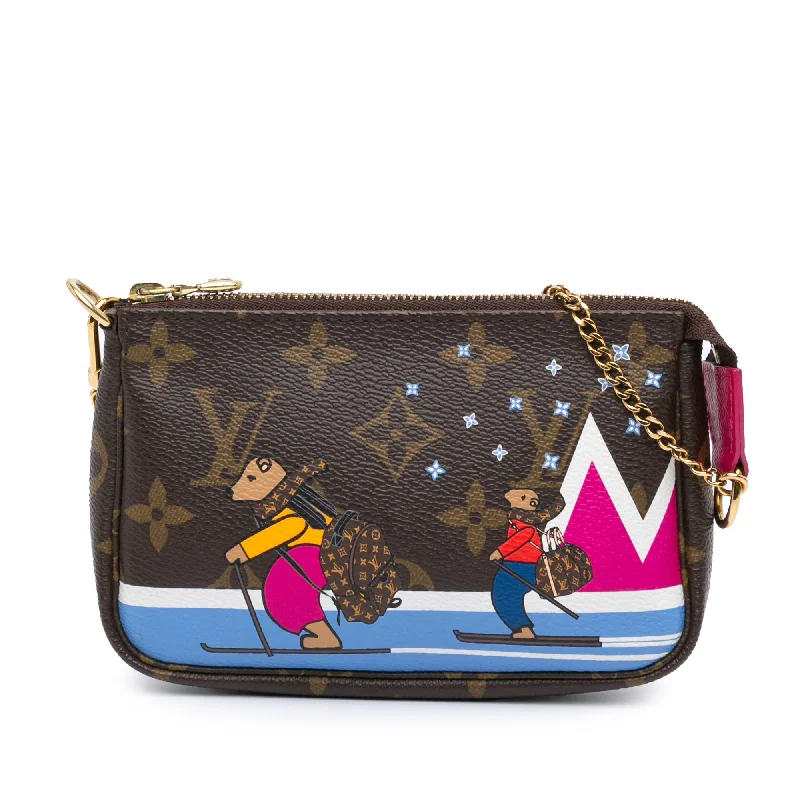 Shoulder Bag with Geometric Pattern in Multicolor for a Contemporary StyleBrown Louis Vuitton Monogram Bears on Skis Christmas Animation Mini Pochette Accessories Shoulder Bag