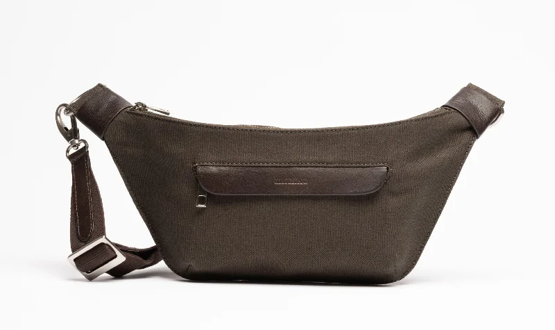 Canvas Bag with Leather Trim for a Stylish and Durable LookCanvas Bum Bag, Olive Green