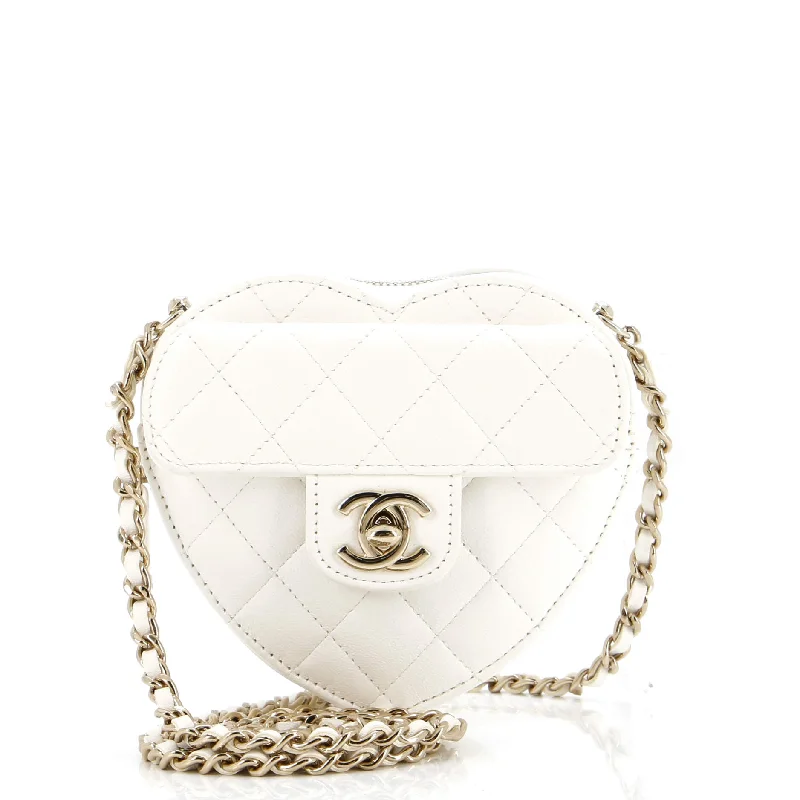 Geometric - Patterned PVC Evening Bag in Multicolor for Trendy Nights OutCC in Love Heart Clutch with Chain Quilted Lambskin