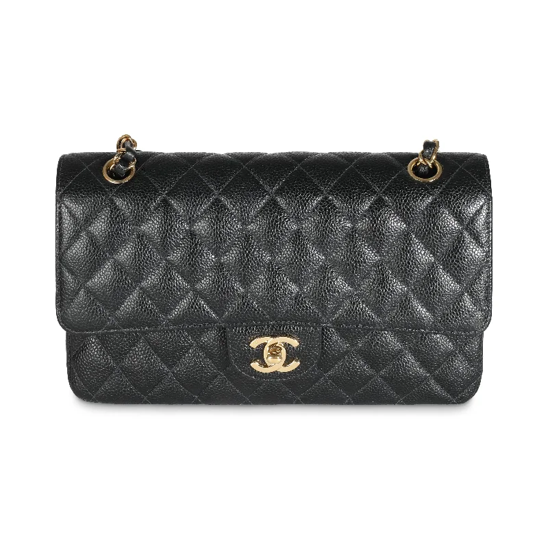 Floral - Printed Satin Clutch in Pink for Spring GalasChanel 24K Black Quilted Caviar Medium Classic Double Flap Bag