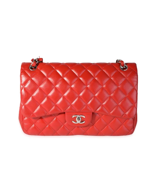 Crossbody Shoulder Bag in Black Leather with Gold Hardware for Night OutsChanel Red Quilted Lambskin Classic Jumbo Double Flap Bag