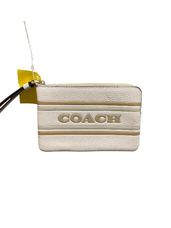 Lace - Trimmed Satin Clutch in Ivory for Garden WeddingsClutch Designer By Coach, Size: Small