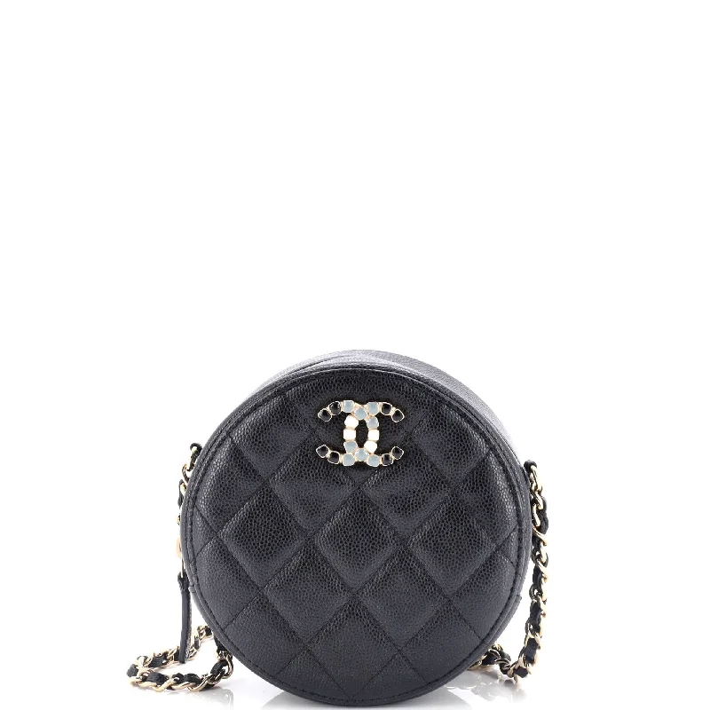 Geometric - Patterned PVC Evening Bag in Multicolor for Trendy Nights OutCoco Candy Round Clutch with Chain Quilted Caviar