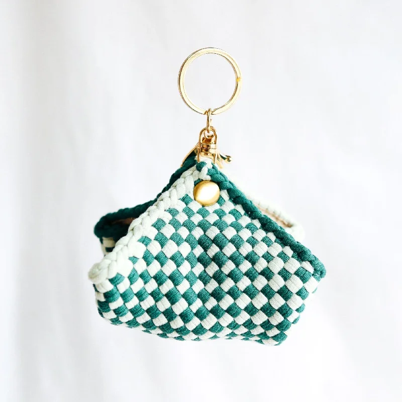 Quilted Leather Evening Bag in Gray for Sophisticated EventsDumpling Charm Emerald & Mint