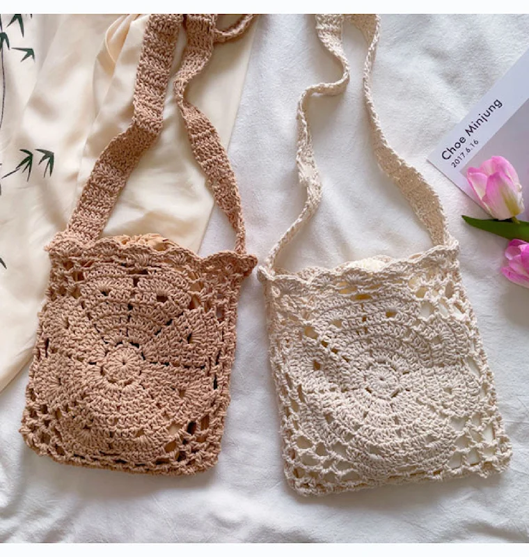 Pvc Shoulder Bag in Clear with Glitter for a Fun and Modern LookElena Handbags Boho Cotton Knitted Shoulder Bag