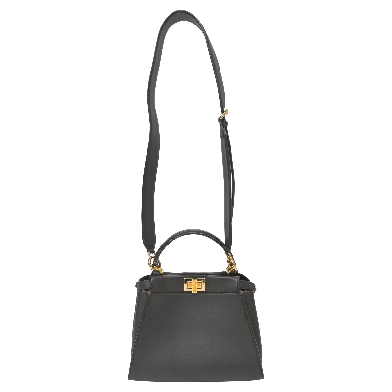 Embroidered Denim Shoulder Bag in Blue for a Vintage VibeFendi Peekaboo Mini Bag in Black Leather