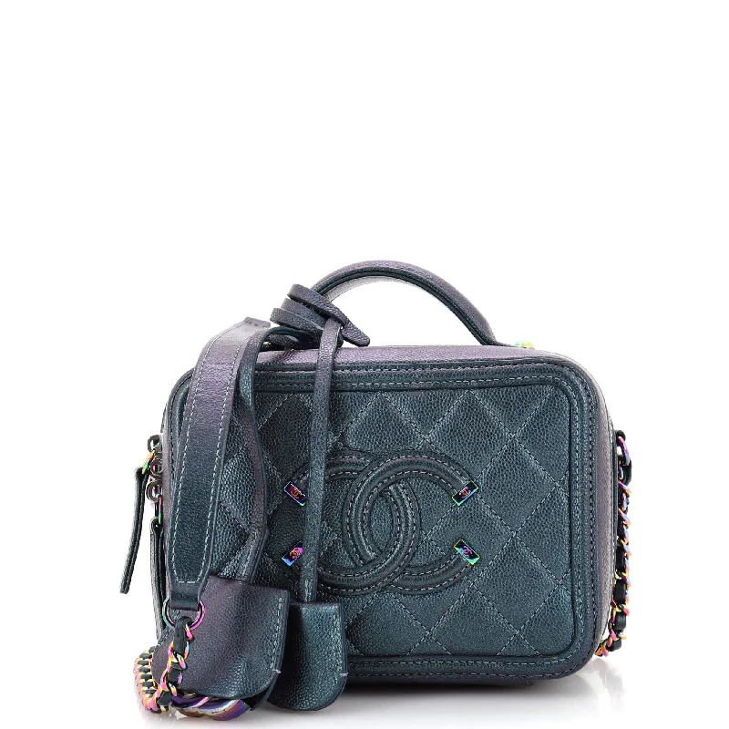 Suede Crossbody Bag in Olive Green for Fall Fashion StatementsFiligree Vanity Case Quilted Iridescent Caviar Small