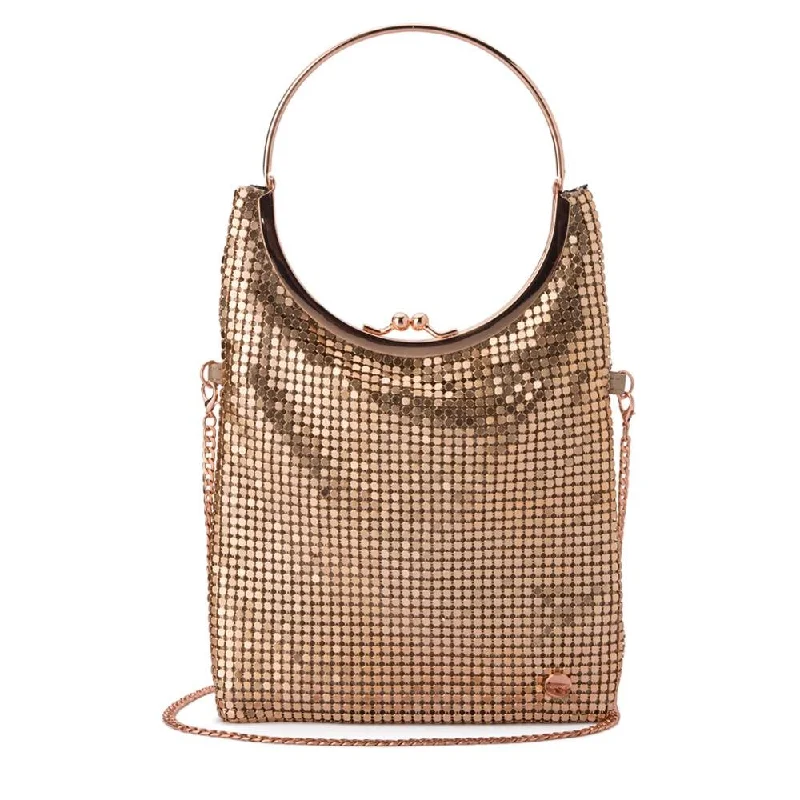 Pvc Shoulder Bag in Clear with Glitter for a Fun and Modern LookGIGI Mesh Circular Handle Bag