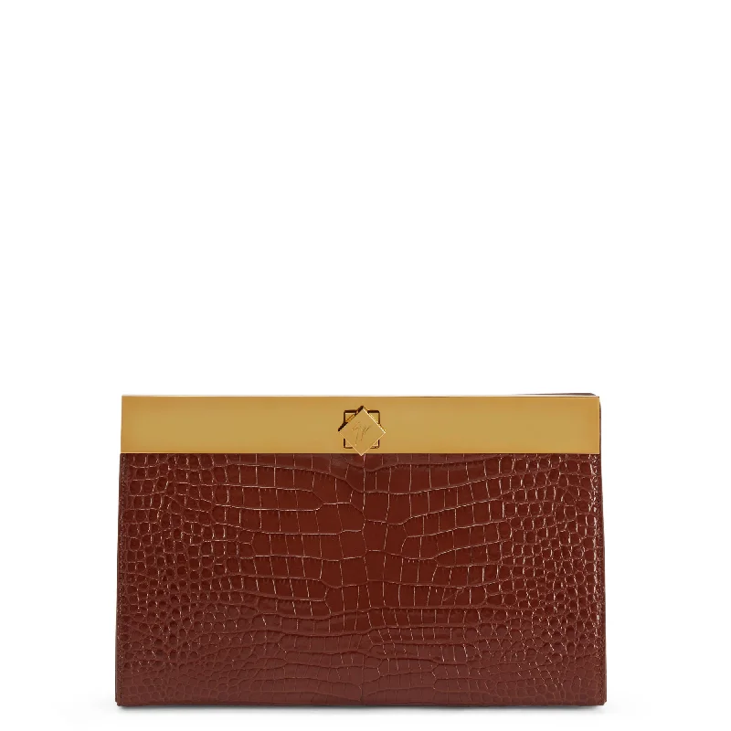 Women's Lizard - Print Clutch in Brown for a Chic LookGiuseppe Zanotti Tanaya