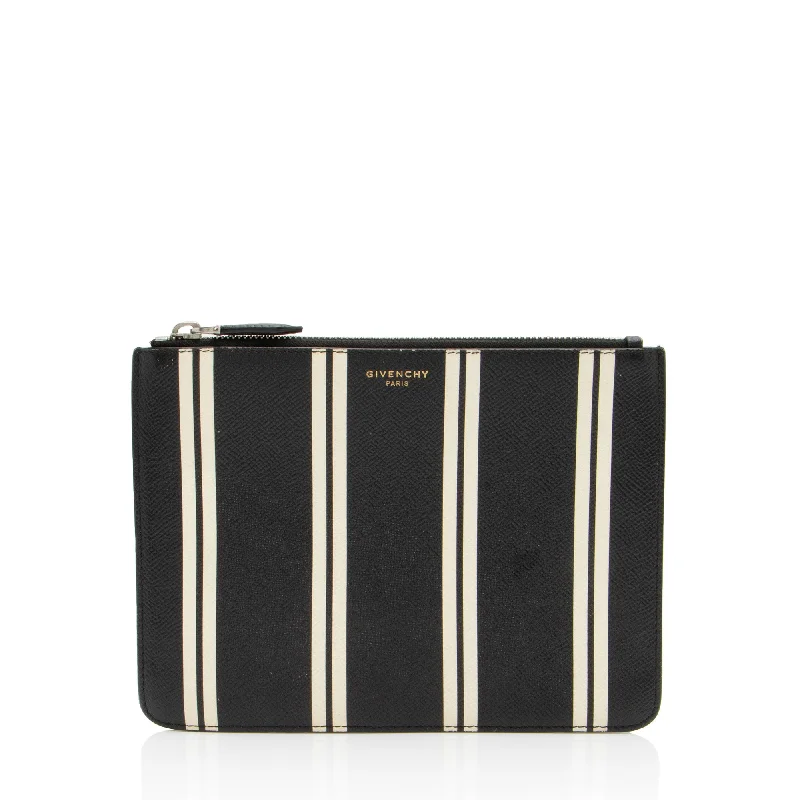 Women's Metallic Leather Clutch in Rose Gold for Valentine's DateGivenchy Calfskin Striped Zip Pouch