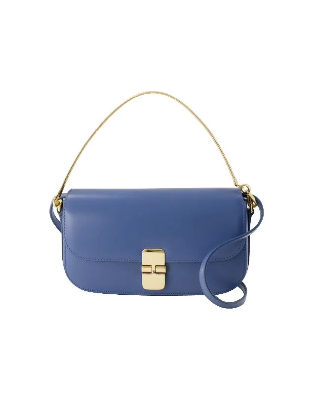 Shoulder Bag with Chain Strap in Silver for a Trendy AppearanceGrace Chaine Clutch - A.P.C. - Leather - Ocean Blue