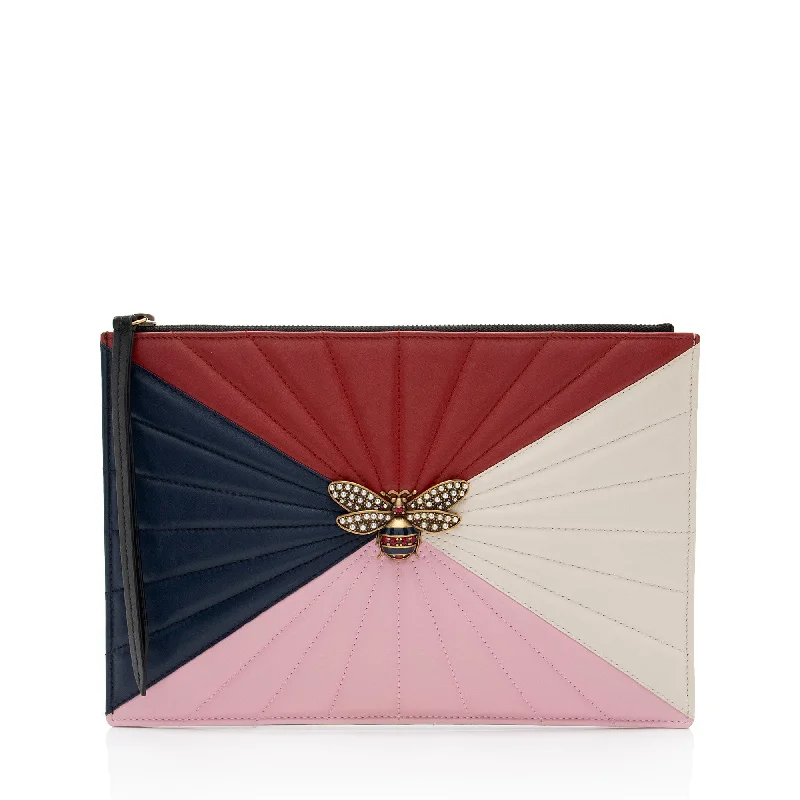 Floral - Printed Satin Clutch in Pink for Spring GalasGucci Quilted Leather Queen Margaret Bee Zip Clutch