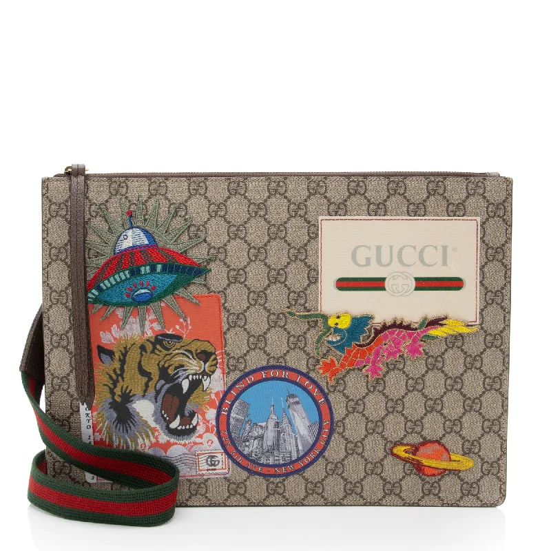 Women's Lizard - Print Clutch in Brown for a Chic LookGucci Soft GG Supreme Gucci Courrier Messenger Clutch