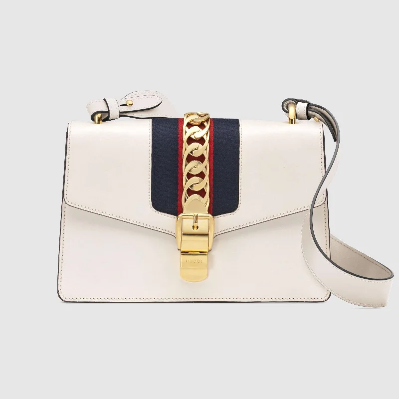 Shoulder Bag with Chain Strap in Silver for a Trendy AppearanceGucci Sylvie Mini Leather Chain Shoulder Bag