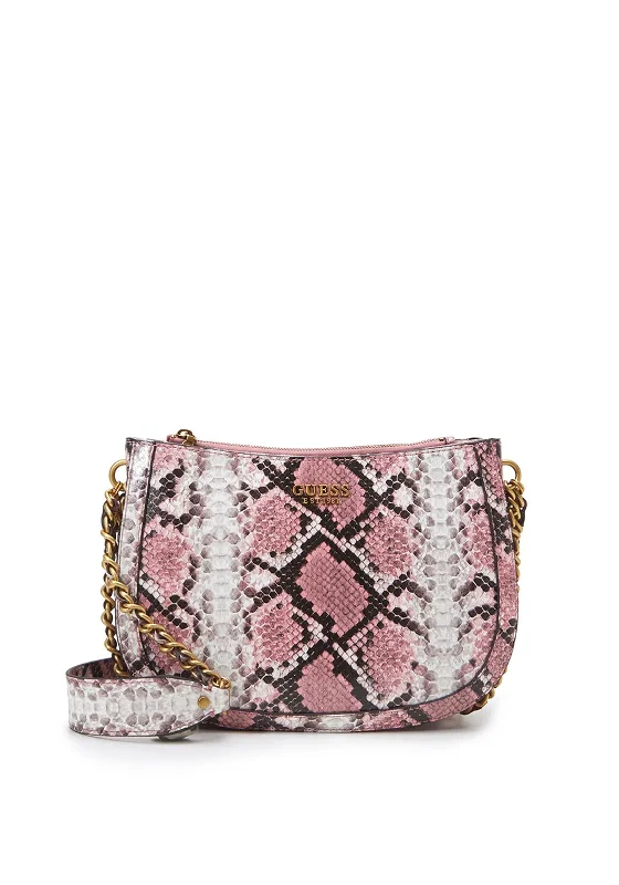 Metallic Shoulder Bag in Gold for Special OccasionsGuess Abey Python Finish Chain Side Shoulder Bag, Pink