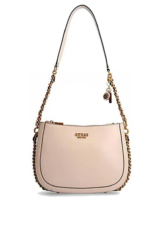 Shoulder Bag with Chain Strap in Silver for a Trendy AppearanceGuess Abey Smooth Finish Chain Side Shoulder Bag, Light Rum