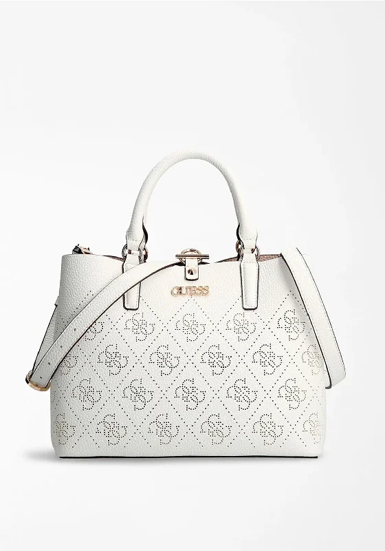 Pvc Shoulder Bag in Clear with Glitter for a Fun and Modern LookGuess Amara Satchel Bag, White