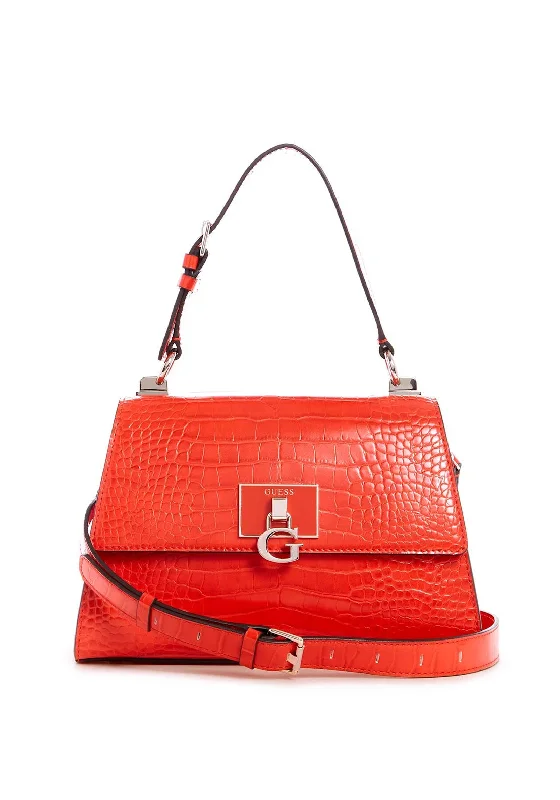 Metallic Shoulder Bag in Gold for Special OccasionsGuess Stephi Croc Print Shoulder Bag, Spice Orange